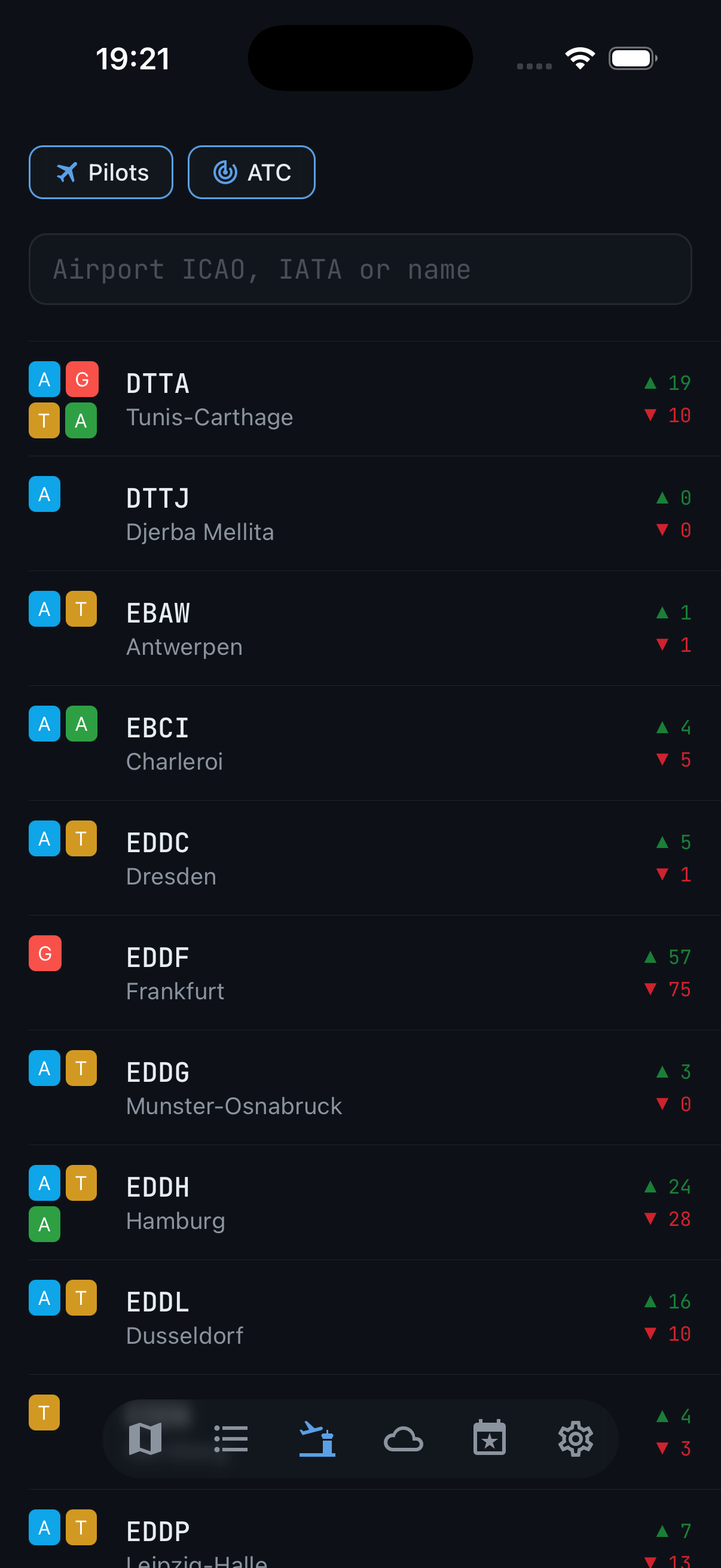 iPhone — Dark mode airport list